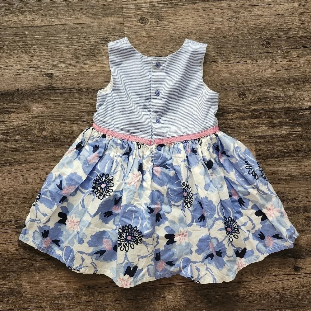Carter's Striped Blue and White Floral Special Occasions Dress